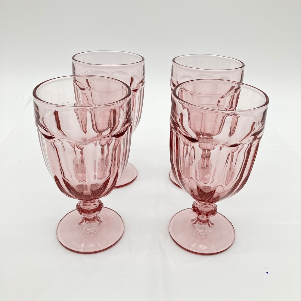 VTG Libbey Duratuff Gibraltar Pink Goblet 16oz Iced Tea Glasses Retro Barware 4 - Picture 9 of 10
